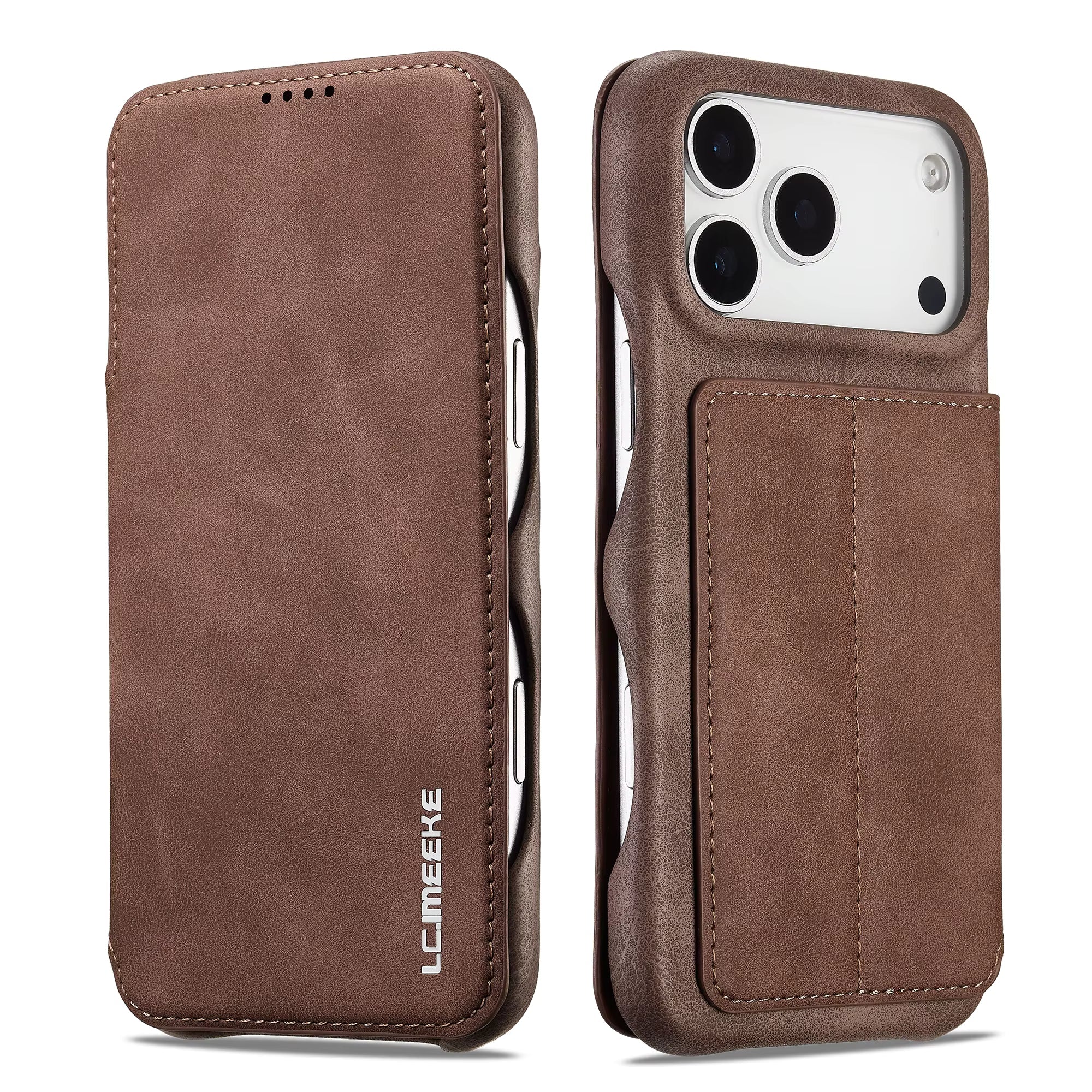 Wallet-deksel med kortholder - iPhone 13 Pro - Brun